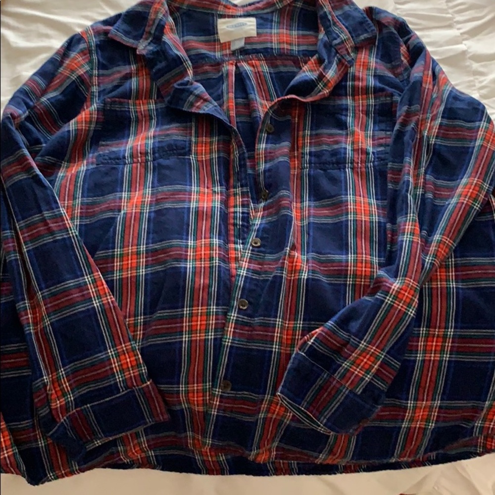 Old Navy blue button down flannel shirt